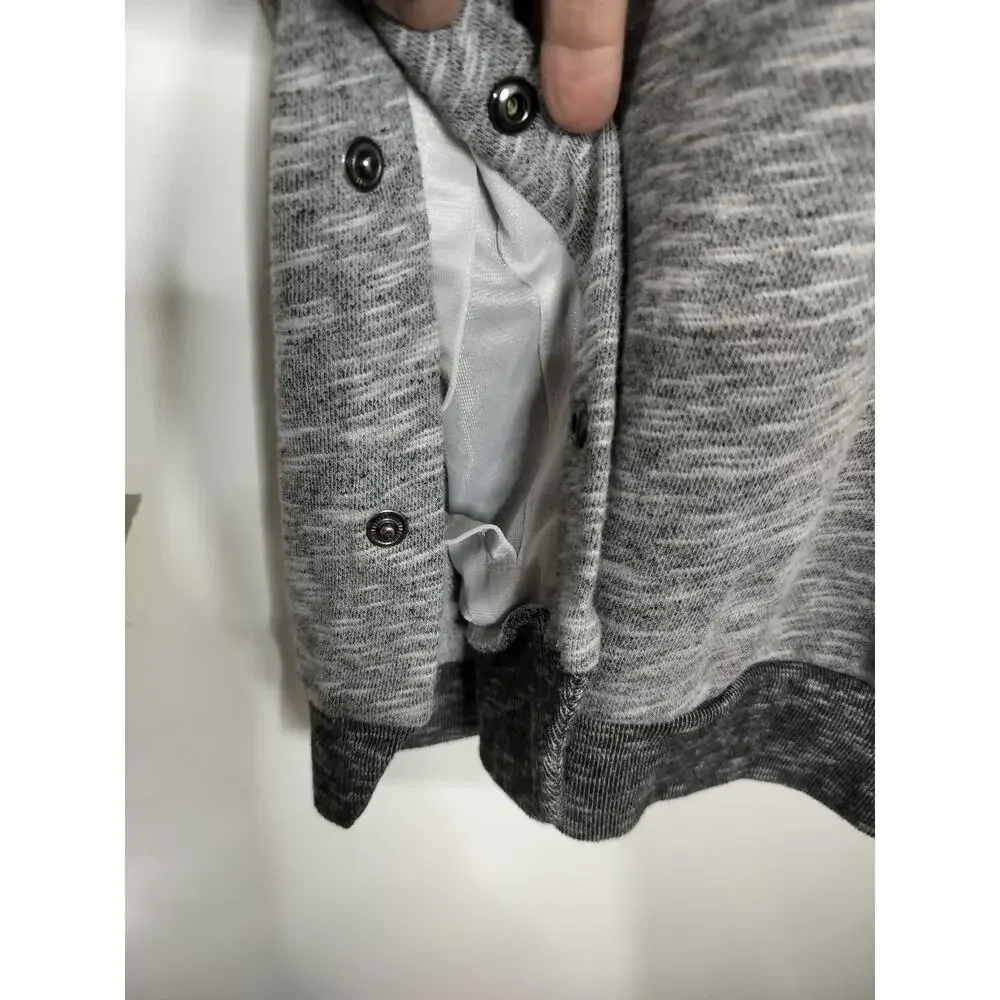 M1135). Adidas Men Gray Short Sleeve Cross Up Side Snaps Pullover Hoodie Medium
